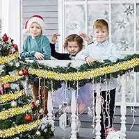 Vista 6 de Dingion - Guirnaldas de oropel de Navidad de 59 pies, guirnalda metálica con torsión, guirnalda colgante, adornos para Halloween, árbol de Navidad