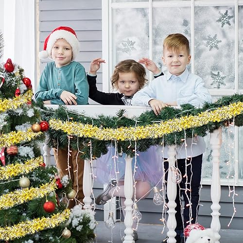 Miniatura 6 de Dingion - Guirnaldas de oropel de Navidad de 59 pies, guirnalda metálica con torsión, guirnalda colgante, adornos para Halloween, árbol de Navidad