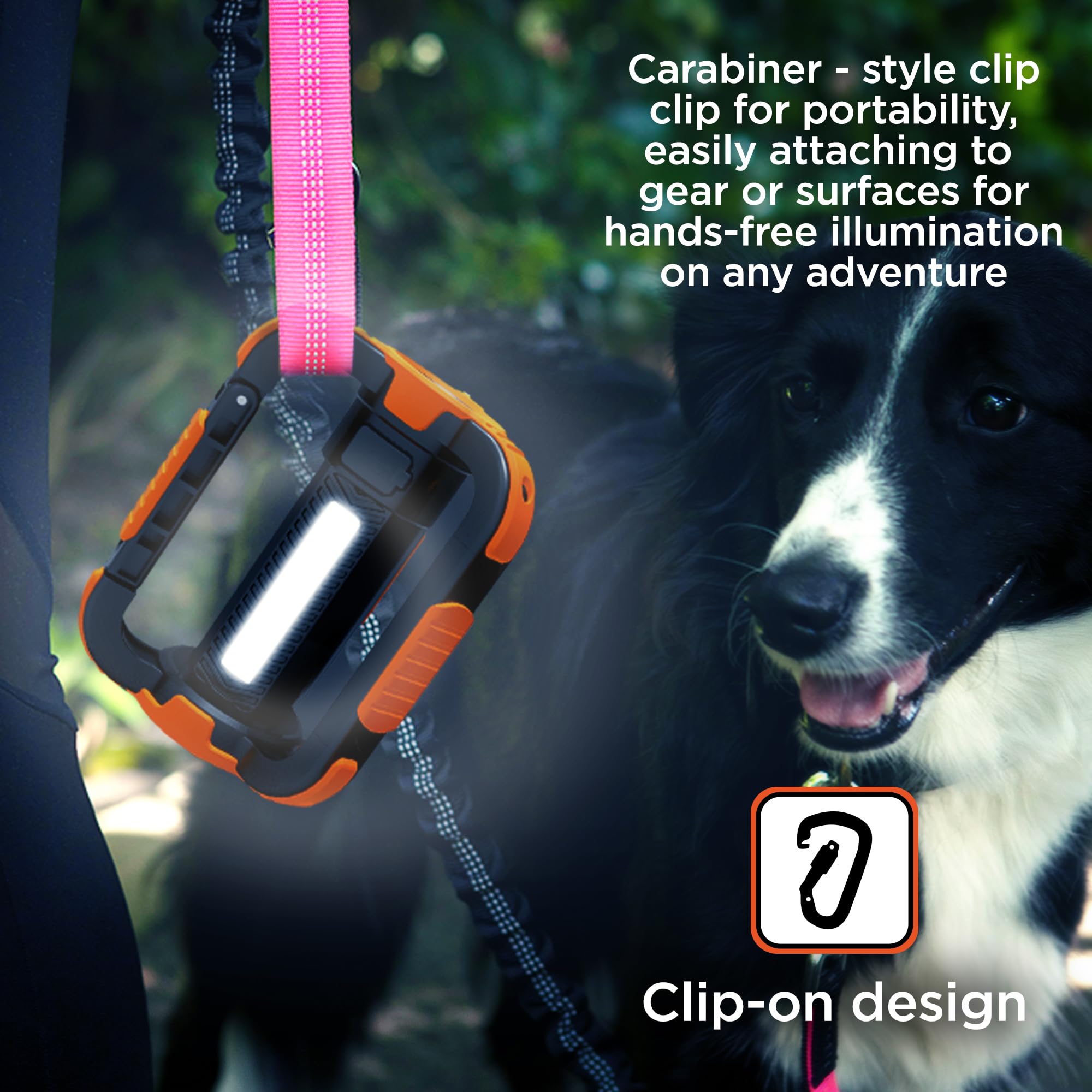 BLACK+DECKER Linterna LED recargable y linterna de 360°, luz impermeable IP65 de 1000 lúmenes, 8 modos, modo SOS de emergencia, banco de energía USB-A, luz de 18 horas, clip de mosquetón, magnético