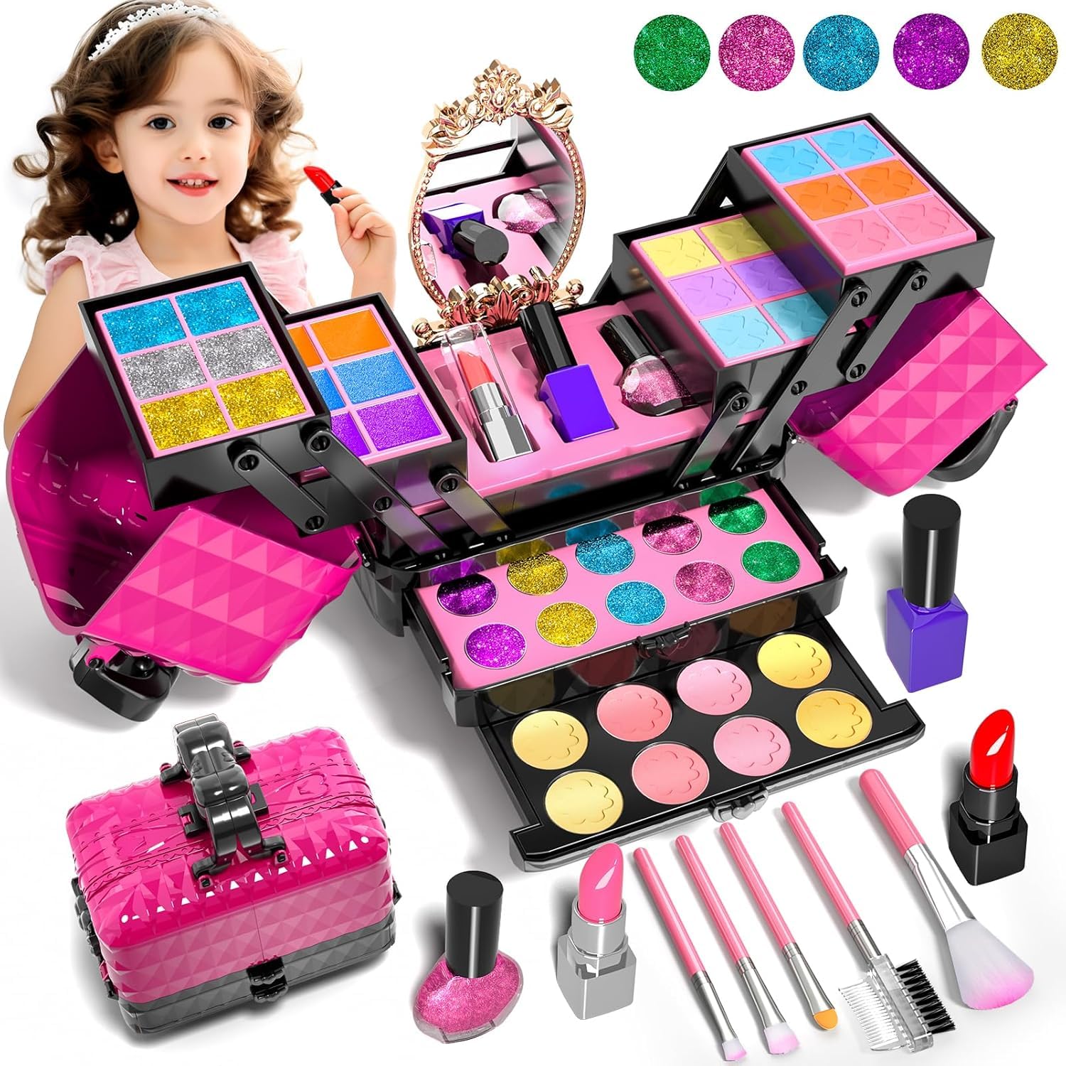 VCYCTO Makeup Set, For Girls, Makeup Toy, Makeup, For Kids, Cosmetics Set, For Children, Makeup, Princesses, Elementary School Students, Makeup, Toy Set, Real, Washable, Play Makeup, Birthday Gift, : 