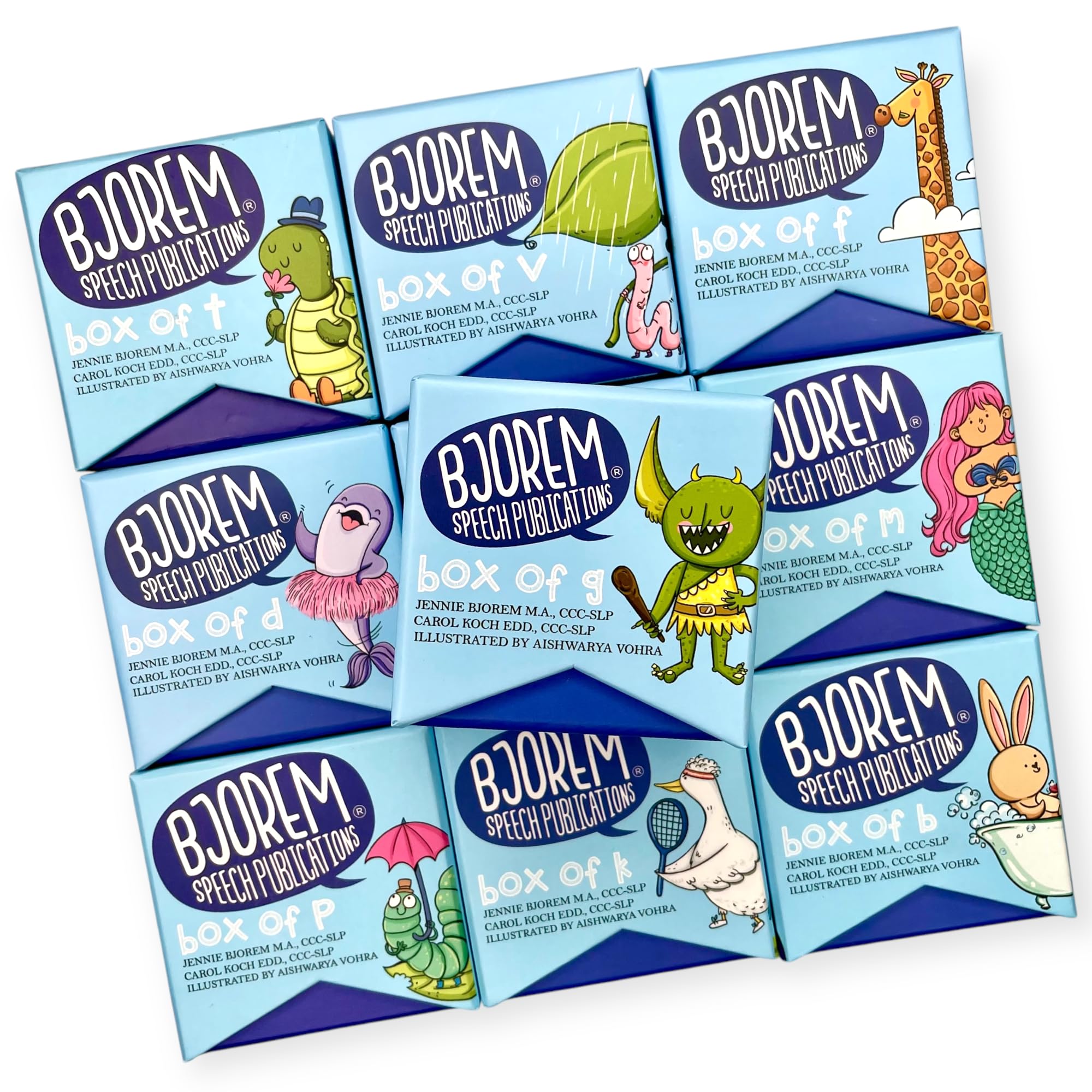 Bjorem Speech(r) Box of Sounds Bundle - Speech Therapy Cards for P, B, M, T, D, N, K, G, F, and V Sounds | Articulation & Language Development Tool
