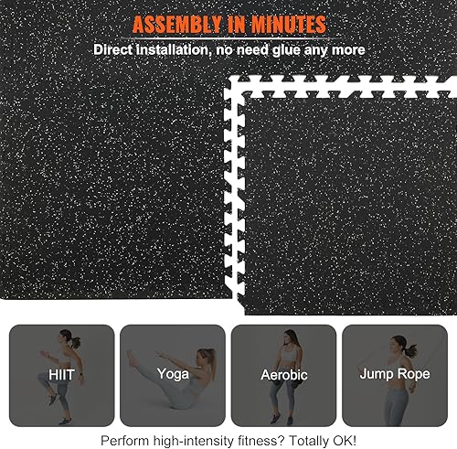 Miniatura 7 de VEVOR 12 alfombrillas de gimnasio de 12 pulgada de grosor espuma EVA de 24 x 24 pulgadas y parte superior de goma entrelazada con cobertura de 48