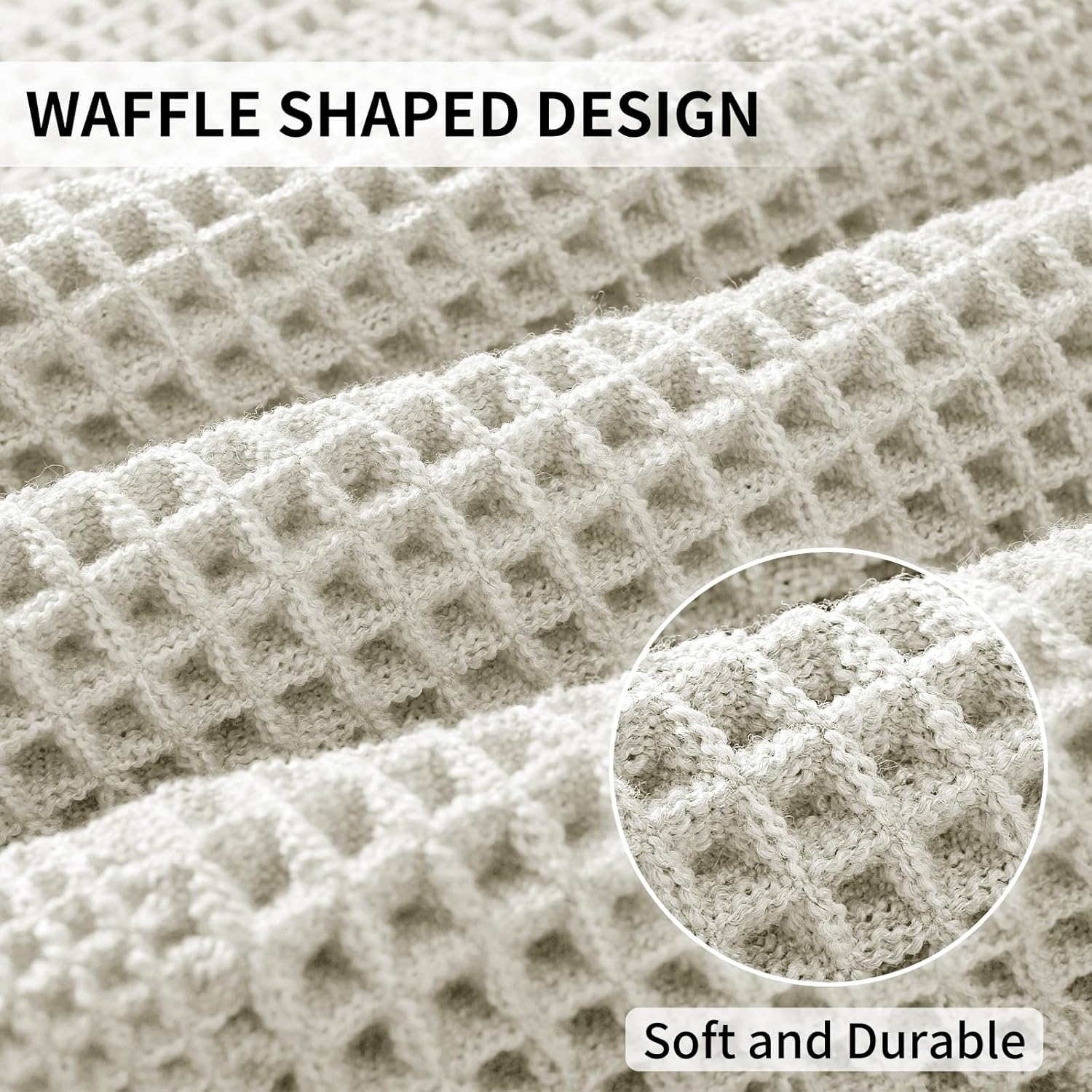 Waffle Bath Mat - Super Water Absorbing Bath Mat Quick Dry, Bathroom Rugs Non Slip Washable with Tassels, Rubber Backed Bathroom Mat for Bathroom Floor, Tub and Shower, 20" x 32", Off-White