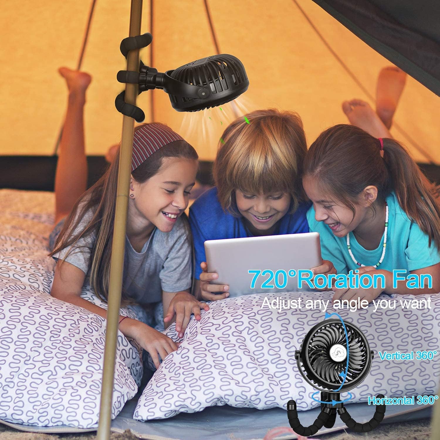 TDONE Stroller Fan Mini Portable Fan USB Personal Fan Long Working Handheld Fan 12pcs LED Camping Fan Batterry Operated Fan Clip on Fan for Stroller Travel : Baby