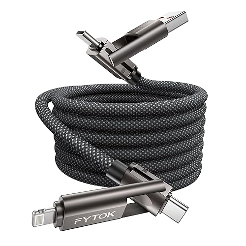 Cable USB C de carga rápida de 60 W para iPhone de 6 pies, [certificado Apple MFi] USB a USBC a Lightning, cable de carga 4 en 1 con tipo C/USB A