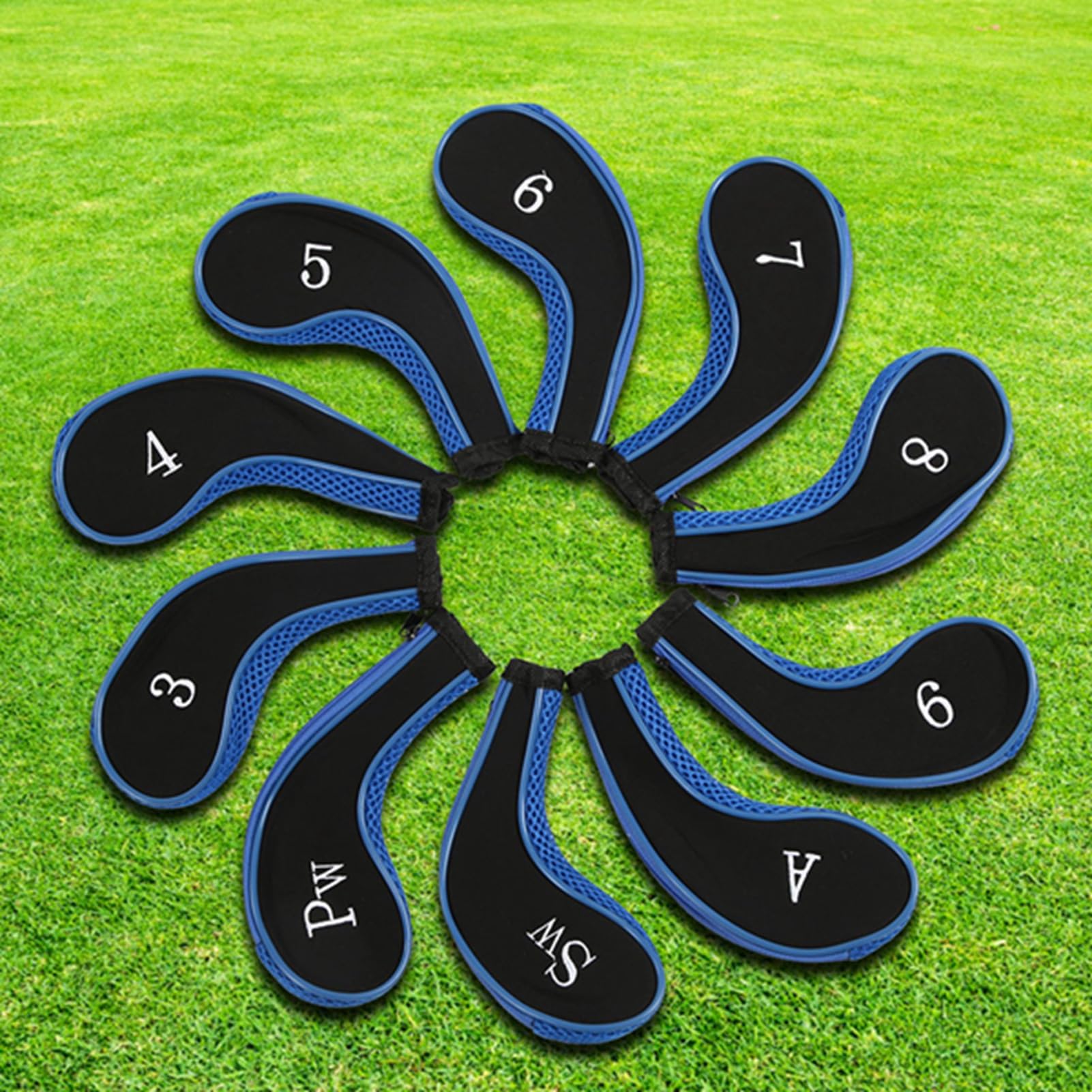10Pcs Neoprene Club Covers, Waterproof Club Iron Covers, Puer Protectors Fits Most Brands of Irons(navy blue)
