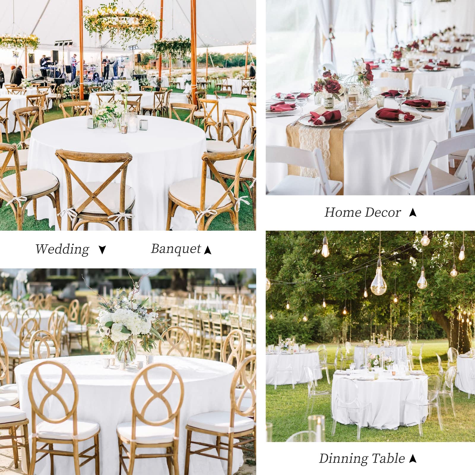 Pesonlook 12 Pack Round Tablecloth 120inch-White Polyester Round Table Cloths Washable Fabric Round Table Cover White Tablecloth for Wedding/Party/Banquet/Dining/Buffet Table(White/120 Inch)