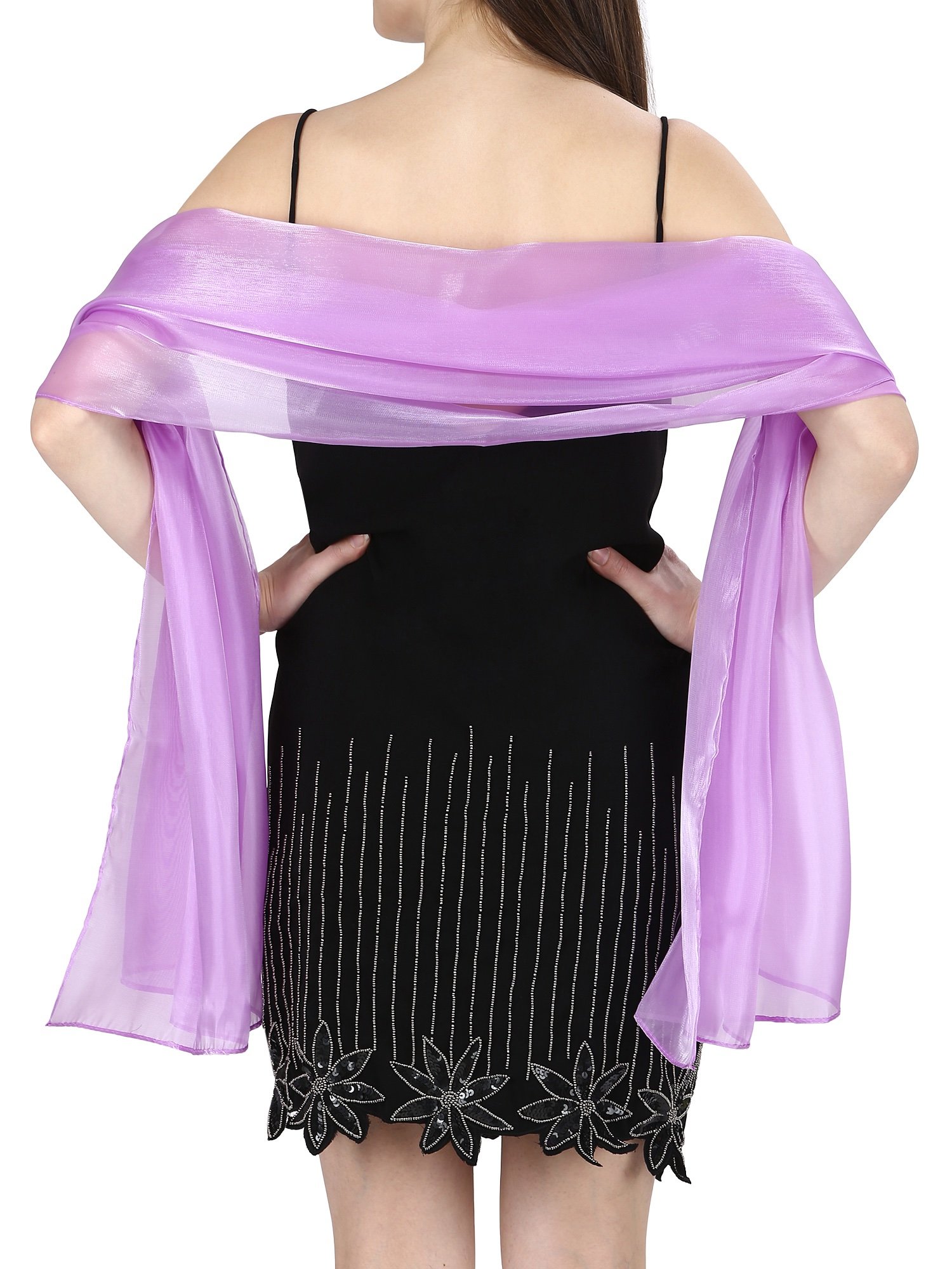 World of Shawls Silky Iridescent Wrap Stole Shawl For Weddings Bridal Bridesmaids Evening Wear Prom & Parties (Lilac)