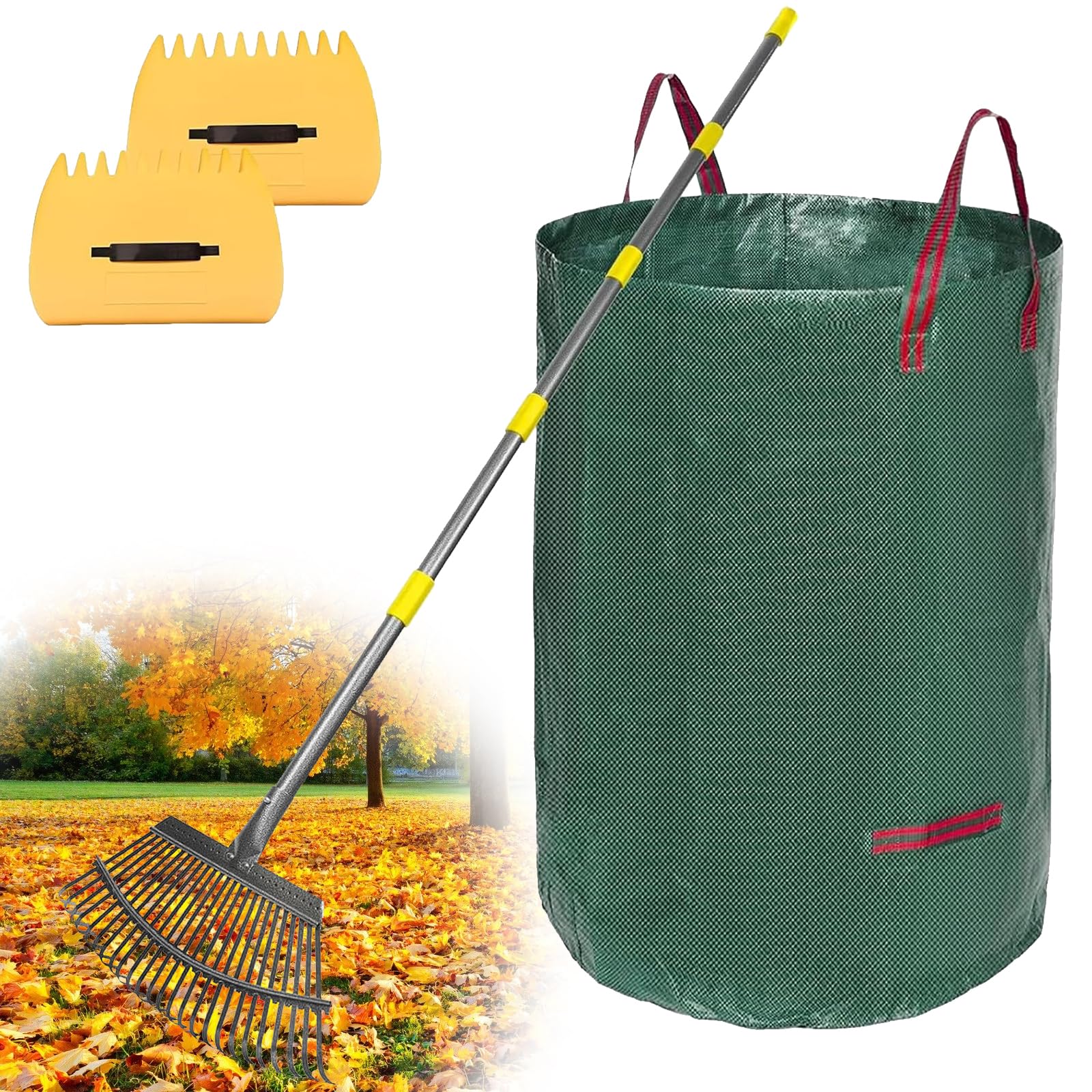 Rastrello da giardino per fogliame con 25 denti, 5 pezzi
