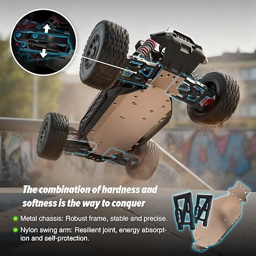 Miniatura 7 de Hosim Buggy RC sin escobillas para adultos y niños de 37.3 mih, 114 eléctrico de alta velocidad todo terreno, camiones RC Hobby 4x4 Off Road RC Car,