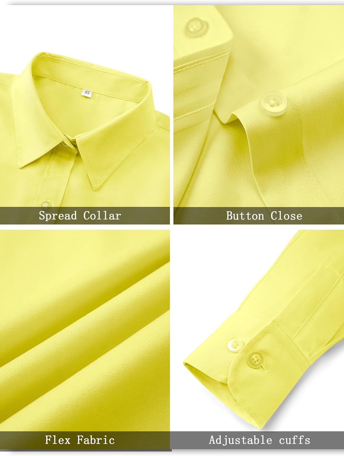 Soft Wrinkle-Free Women's Button Down Dress Shirts Solid Long Sleeve Work Blouses Fit Stretch Casual Tops XXS-6XL - Image 4