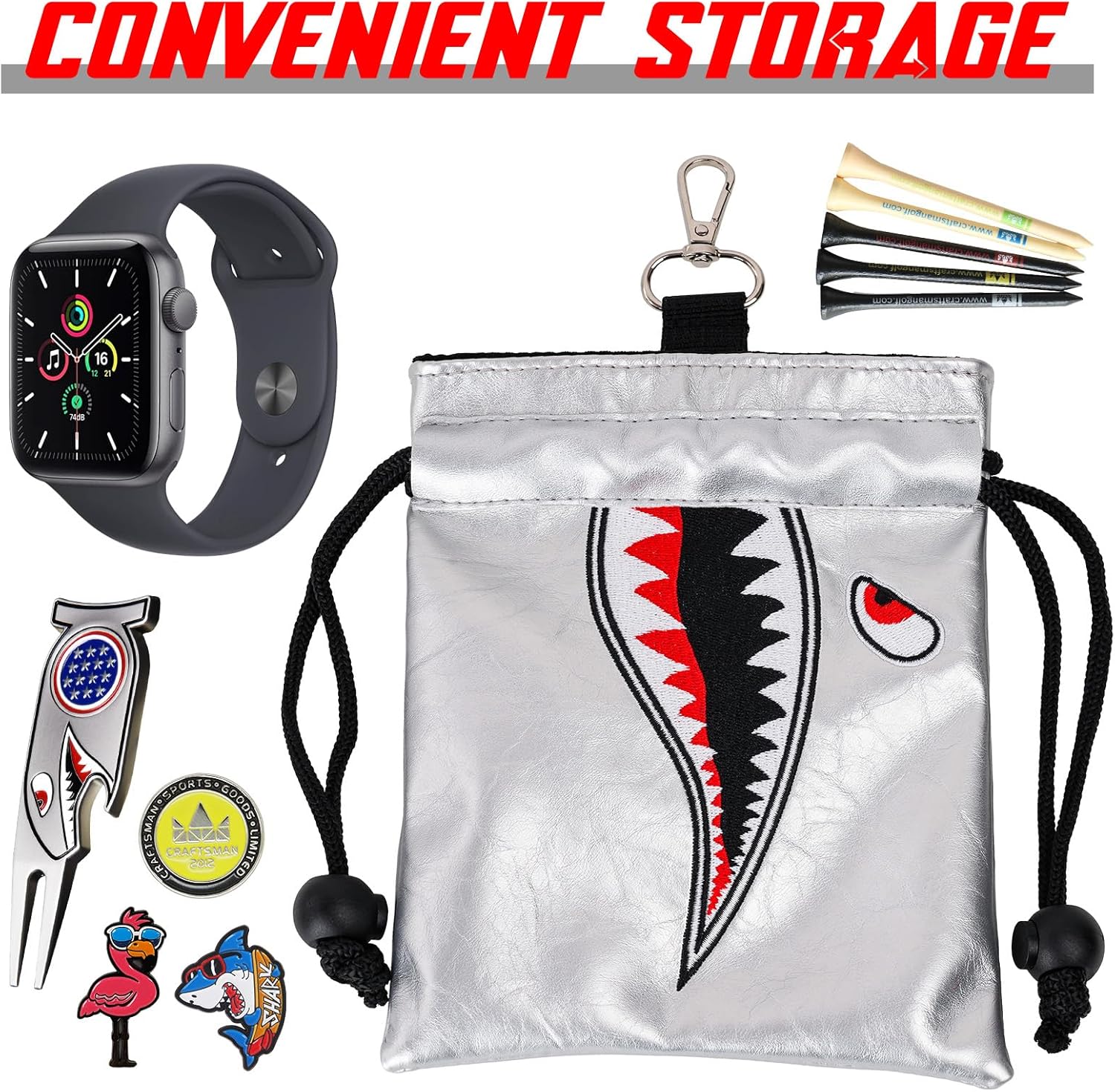 Shark Golf Driver Head Cover + Golf Valuable Pouch