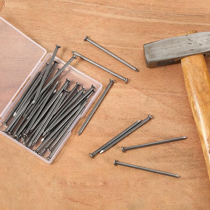 Clavos planos de 4,0 x 100 mm (4 pulgadas de largo) para colgar cuadros en pared, clavos para madera, paquete de 50 unidades miniatura 2