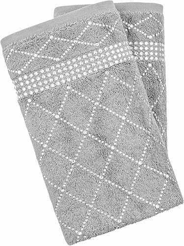 Toalla de mano con patrón de X, duradera, diamantes de imitación brillantes sobre tela de toalla de algodón, para decoración glamorosa del baño del