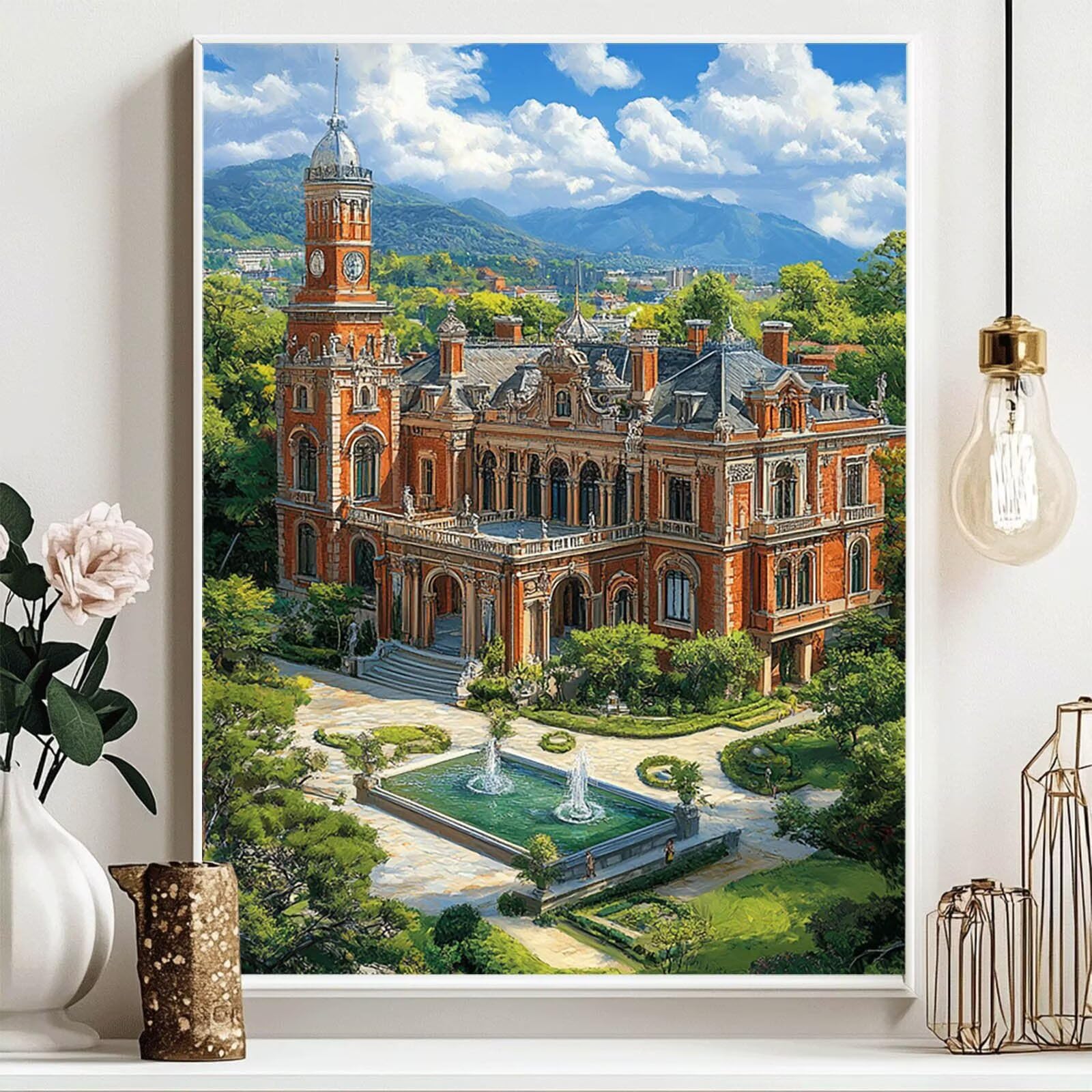 5D DIY Zamek Diament Malarstwo Dla dorosłych Zestaw Krajobraz Rhinestone Haft Cross Stitch Painting Diament Dorosły 60 x 80 cm, Diamentowe malowanie Hobby Kreatywne Rozrywki Dorośli do dekoracji ścian