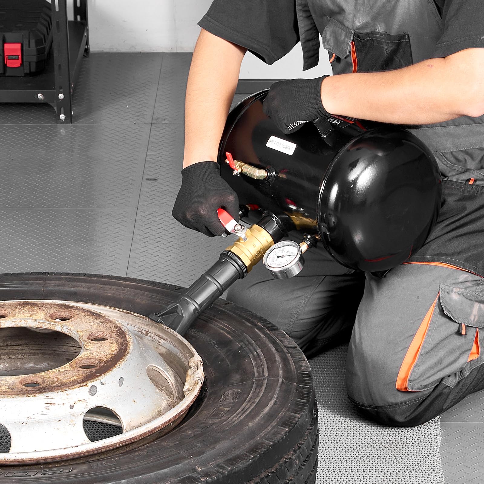VEVOR Attrezzo per Gonfiaggio Pneumatici per Impieghi Gravosi, 0,6 a 0,8 MPa, 18,9 L Gonfiatore per Sedili con Grilletto Pneumatico per Pick-Up, Camion, ATV, Jeep, Furgone, Trattorino, Camper, Nero