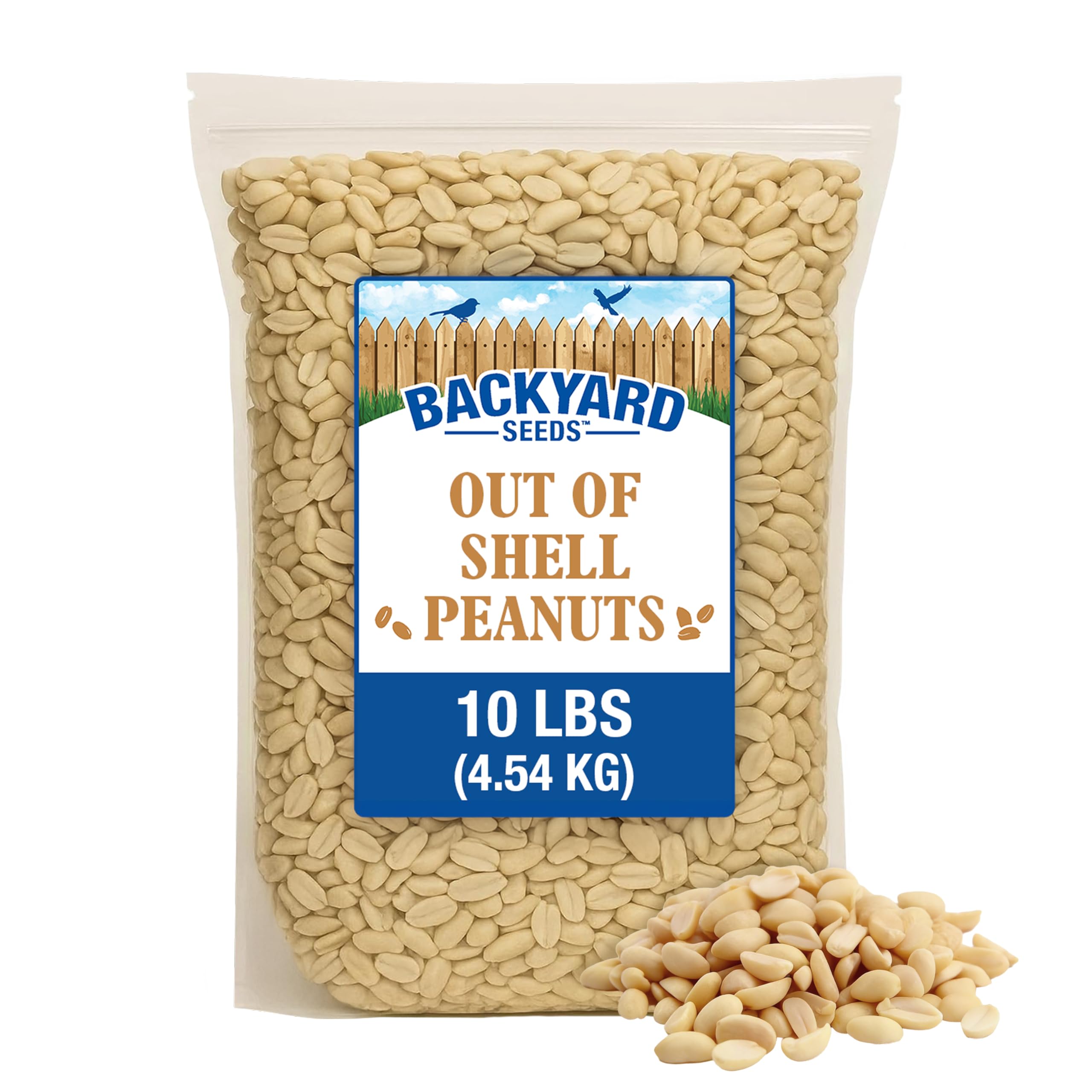 Backyard Seeds Shelled Peanut Pickouts 10lbs - Premium Skinless Peanuts for Wild Birds & Squirrels, No Waste, High Protein