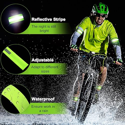 Miniatura 4 de Skylety 4 bandas reflectantes de alta visibilidad, bandas reflectoras de neón, bandas de cinta reflectante, equipo de correr para mujeres y hombres,