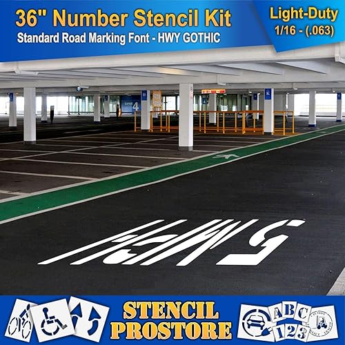Miniatura 4 de Plantillas de pavimento  Juego de plantillas de número de 36 pulgadas  (12 piezas)  36 pulgadas x 9 pulgadas x 116 pulgadas (63 mil)  Ligero