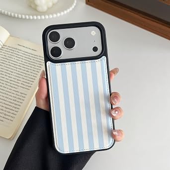 ZCDAYE Cute Striped Case for iPhone 17 Pro Max, Blue Stripes
