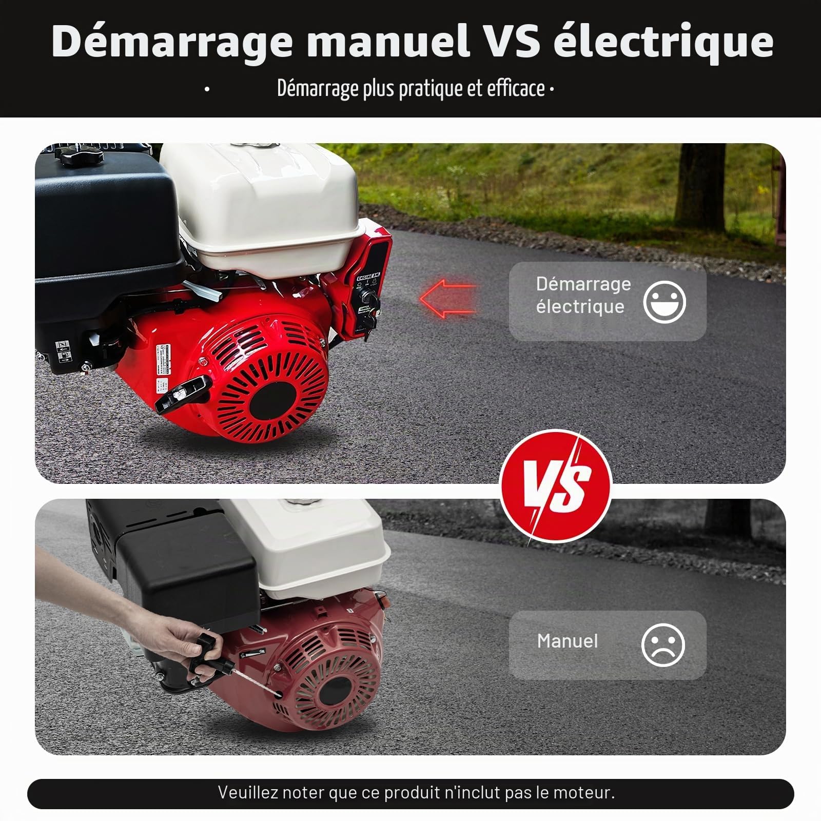 Kit de démarreur électrique pour HONDA GX340 11HP, HONDA GX390 13HP avec boîte de commutation à clé Démarreur Démarreur Magnétique Moteur