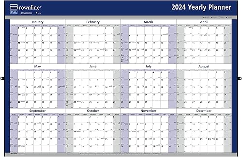 Miniatura 3 de Brownline Calendario anual de pared 2024, 12 meses, enero a diciembre, horizontalvertical, 24 x 36 pulgadas, laminadoborrable (C177368-24)
