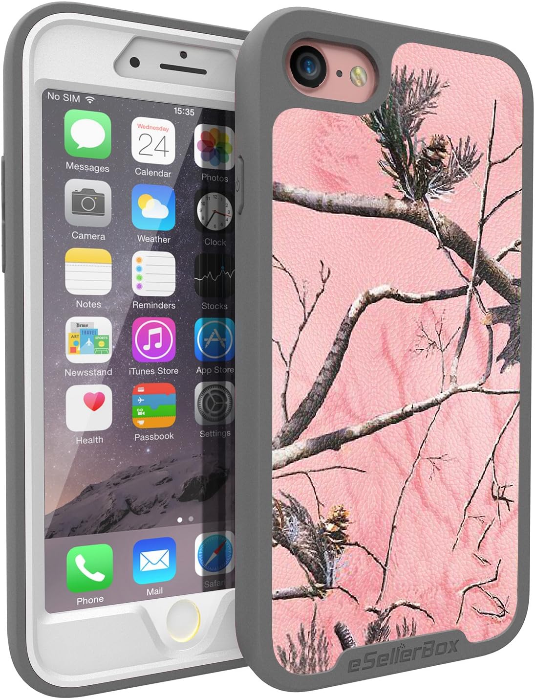 iPhone 8 case,iPhone 7 Case, eSellerBox® Heavy Duty Full-body Rugged Hybrid Dual Layer Slim Protective with screen protector Case Cover for Apple iPhone 8/iPhone 7(Camo-AP Pink)