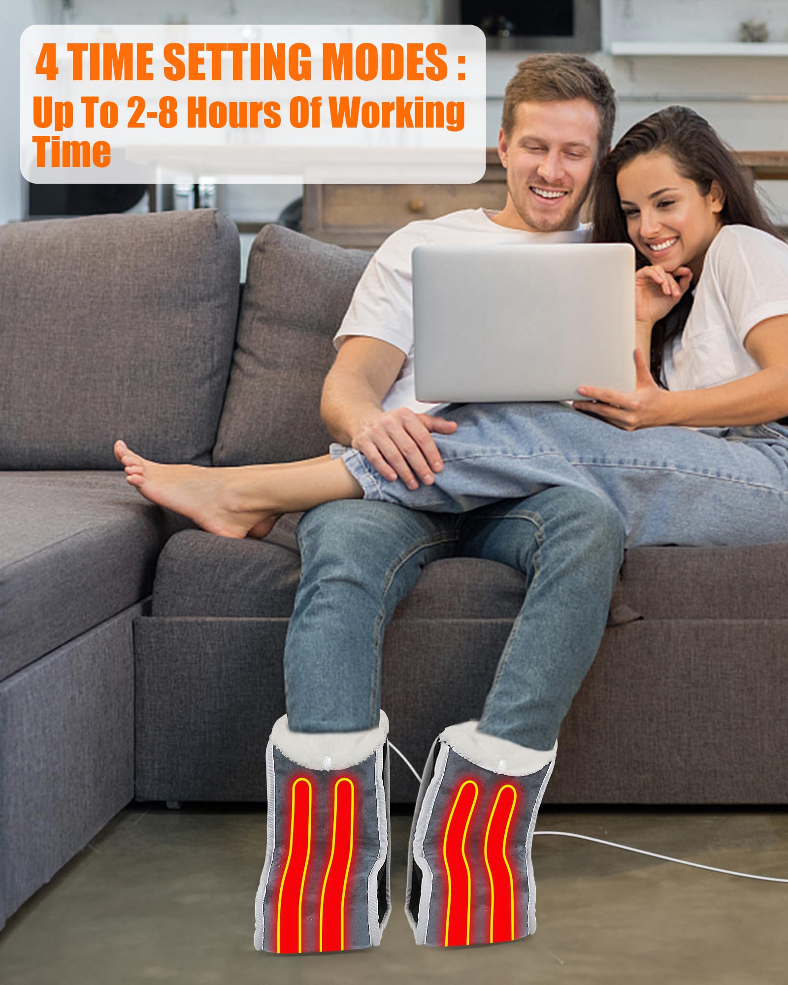 Split Foot Warmer - Foot Heating Pad for Under Desk, Men & Women Electric Heated Foot Warmers, 6 Levels Temperature Setting,4 Levels Timer