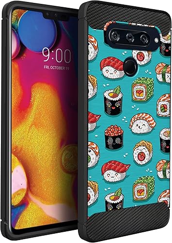 Miniatura 21 de CasesOnDeck - Funda compatible con LG V40 ThinQ, diseño de TPU con patrón pictórico, flexible, delgada y elegante (control retro negro) Negro Retro