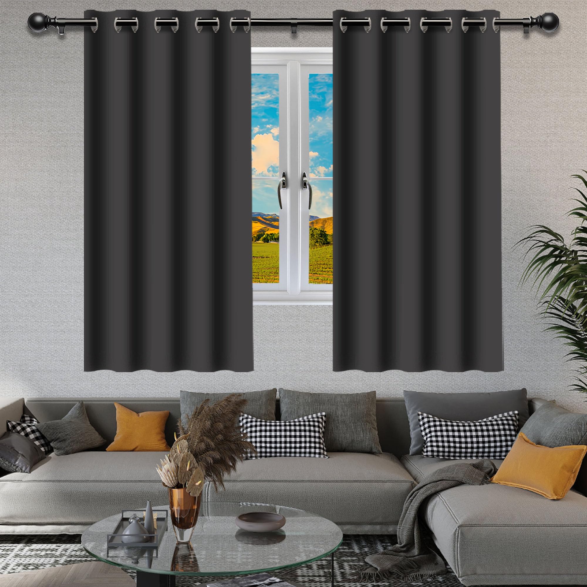 Rideau Occultant Thermique 310x120 Bloque le Froid et la Chaleur Gris