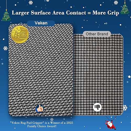 Miniatura 2 de Veken Almohadilla de agarre para alfombra de 4 x 6 pies para suelos de madera dura, almohadillas antideslizantes para alfombras de área, agarre