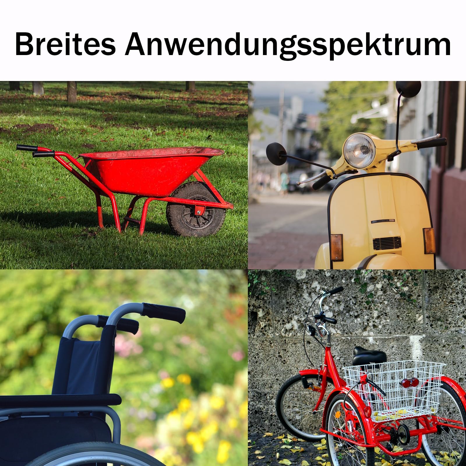 4 sztuki uchwytów do taczki, 32 mm, uniwersalne uchwyty, antypoślizgowe uchwyty zapasowe, do taczki, z tworzywa sztucznego, do roweru, wózka inwalidzkiego, motocykla