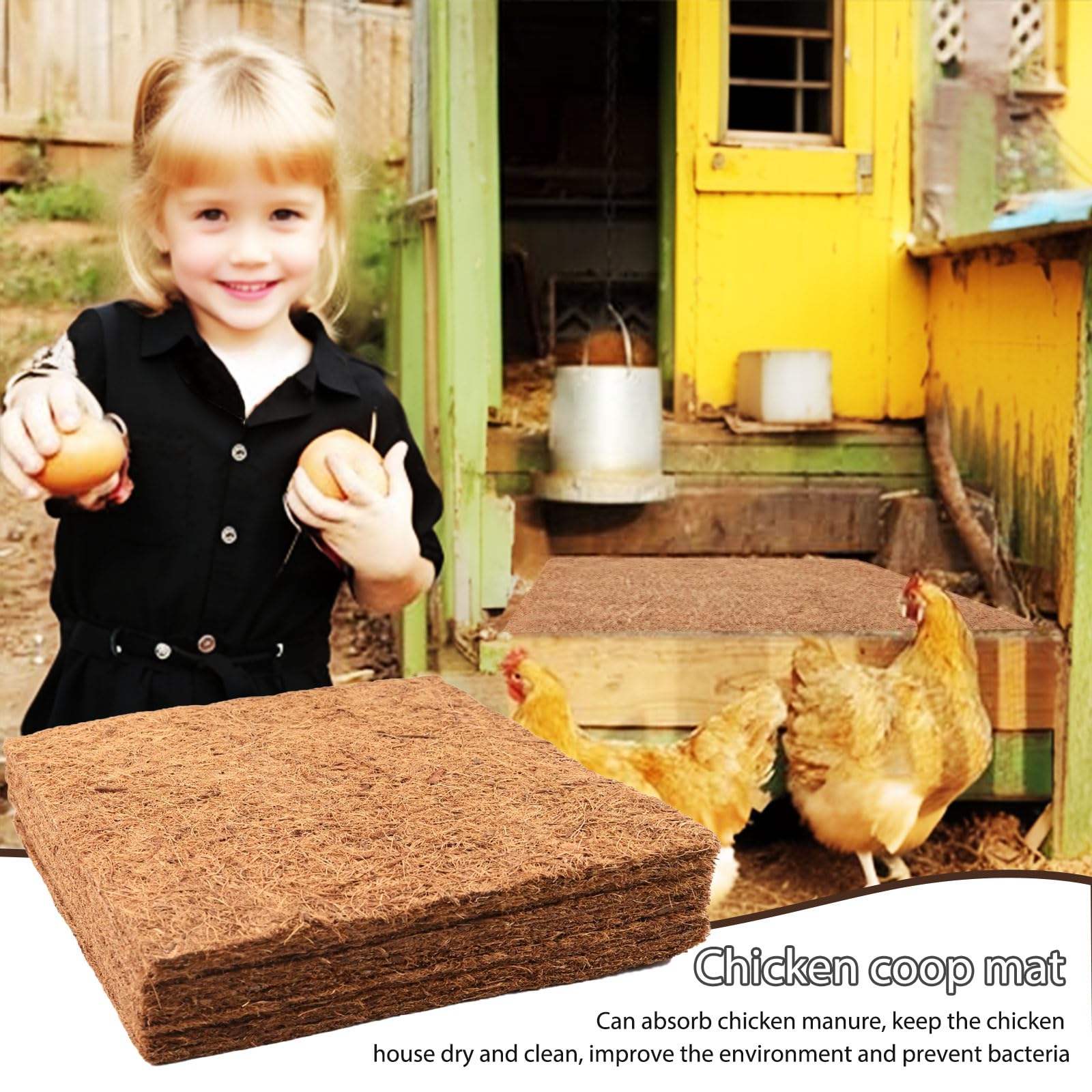 Lot de 10 Disque de Paillage Coco,Tapis Coco pour Plante Poules, pour Pondoirs et Doublures Réutilisables pour Poulaillers Nids