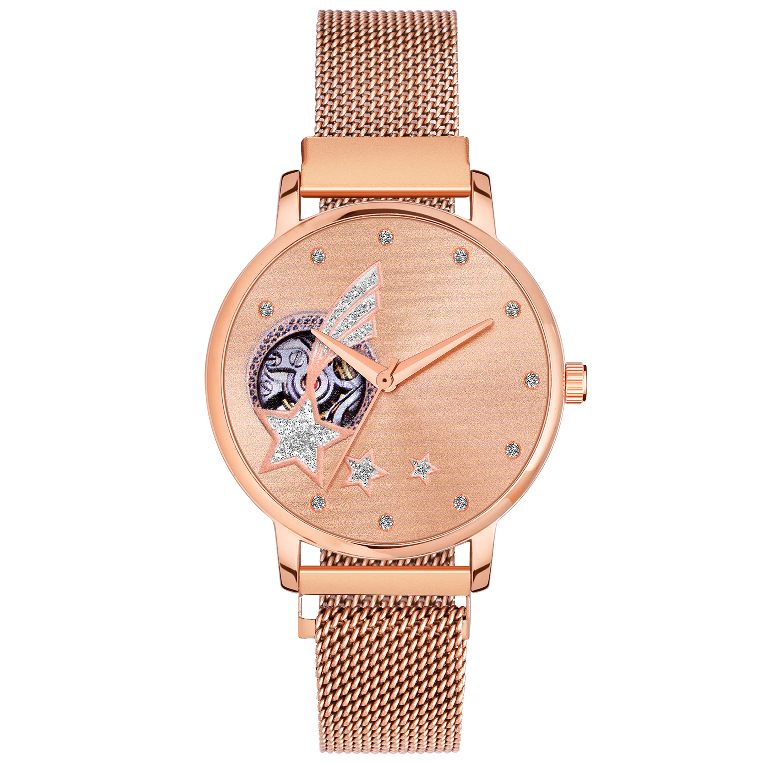 GANESH TIME Analog Watch for Women | with Stainless Steel Rose Gold Strap | Round Dial Watch (Dialer Color: Rose Gold) (B0CVH5CFLH) Amazon Price History, Amazon Price Tracker
