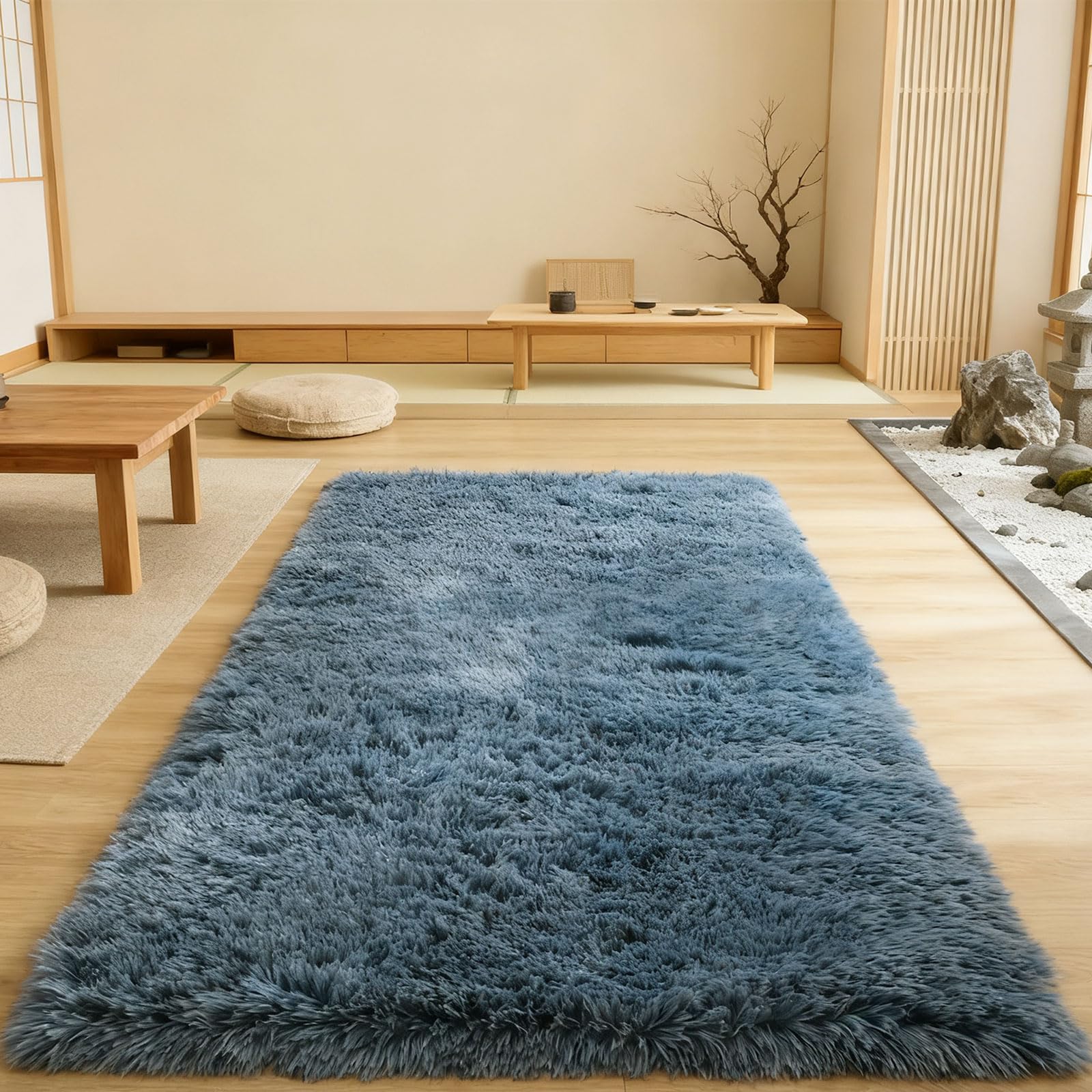 Long shaggy tapis de porte lavable chambre gris 100x130 doux