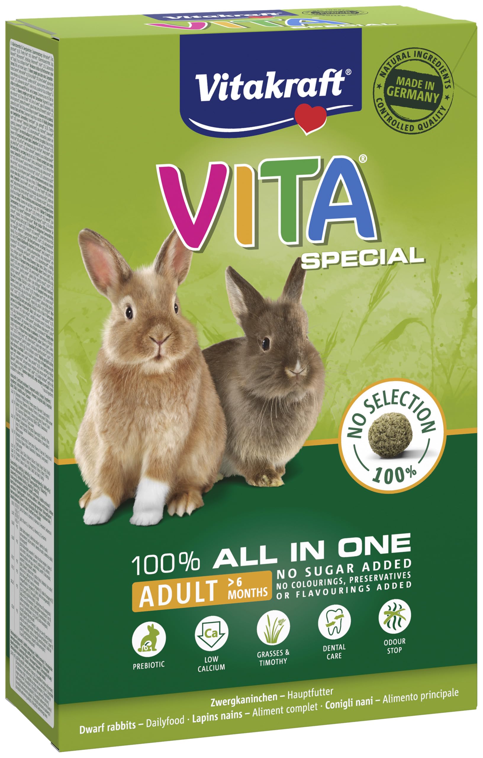 VITAKRAFT- - Nourriture pour Lapin Nain Vita Special - Alimentation Complète pour Lapin Nain - Spécial Anti-Odeurs - Riche en Vitamines Et Minéraux - (1X600G)