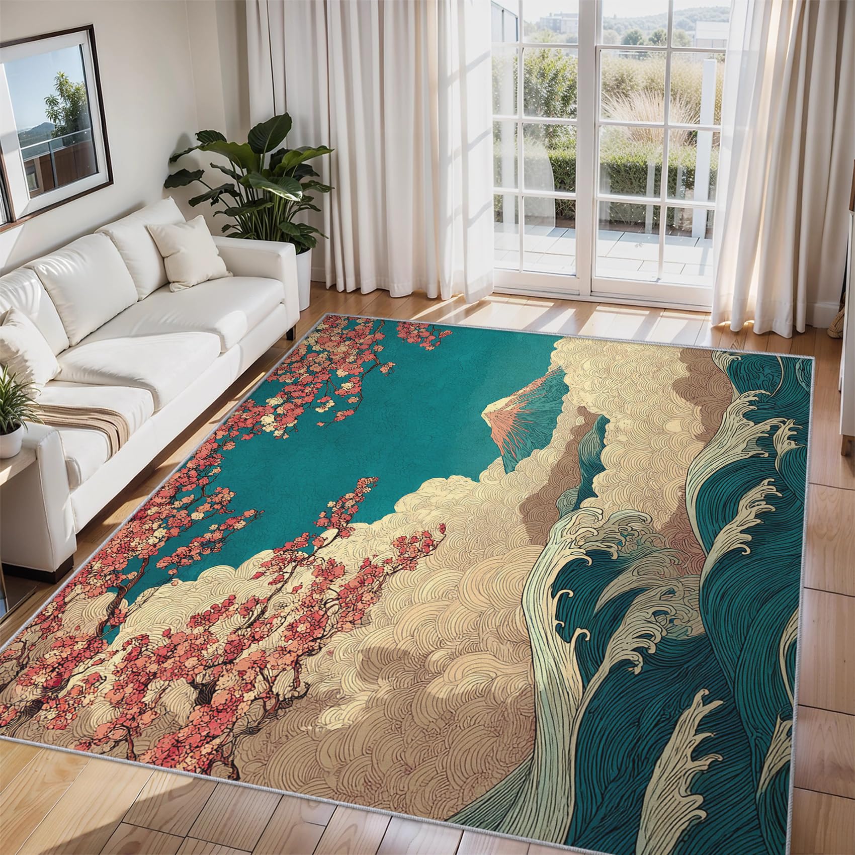 Moquette salon fleurs de cerisier pour chambre et bureau