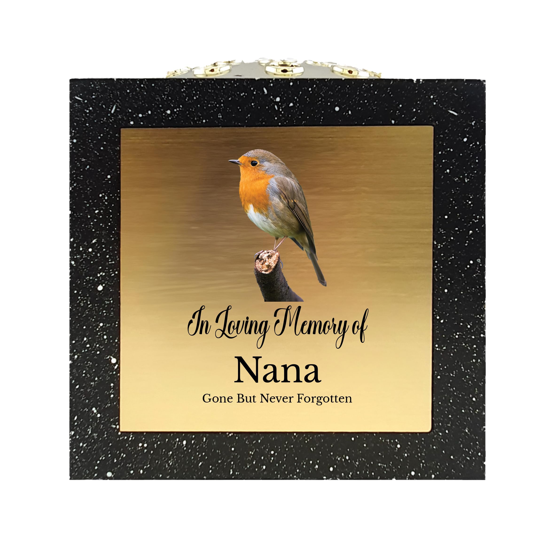1Stclassgifts Black In Loving Memory Of Memorial Rose Bowl Grave Marker Flower Pot Vase With Robin Design Mum Dad Grandad & Lots More /Gold (Uv Printed) (Nana)