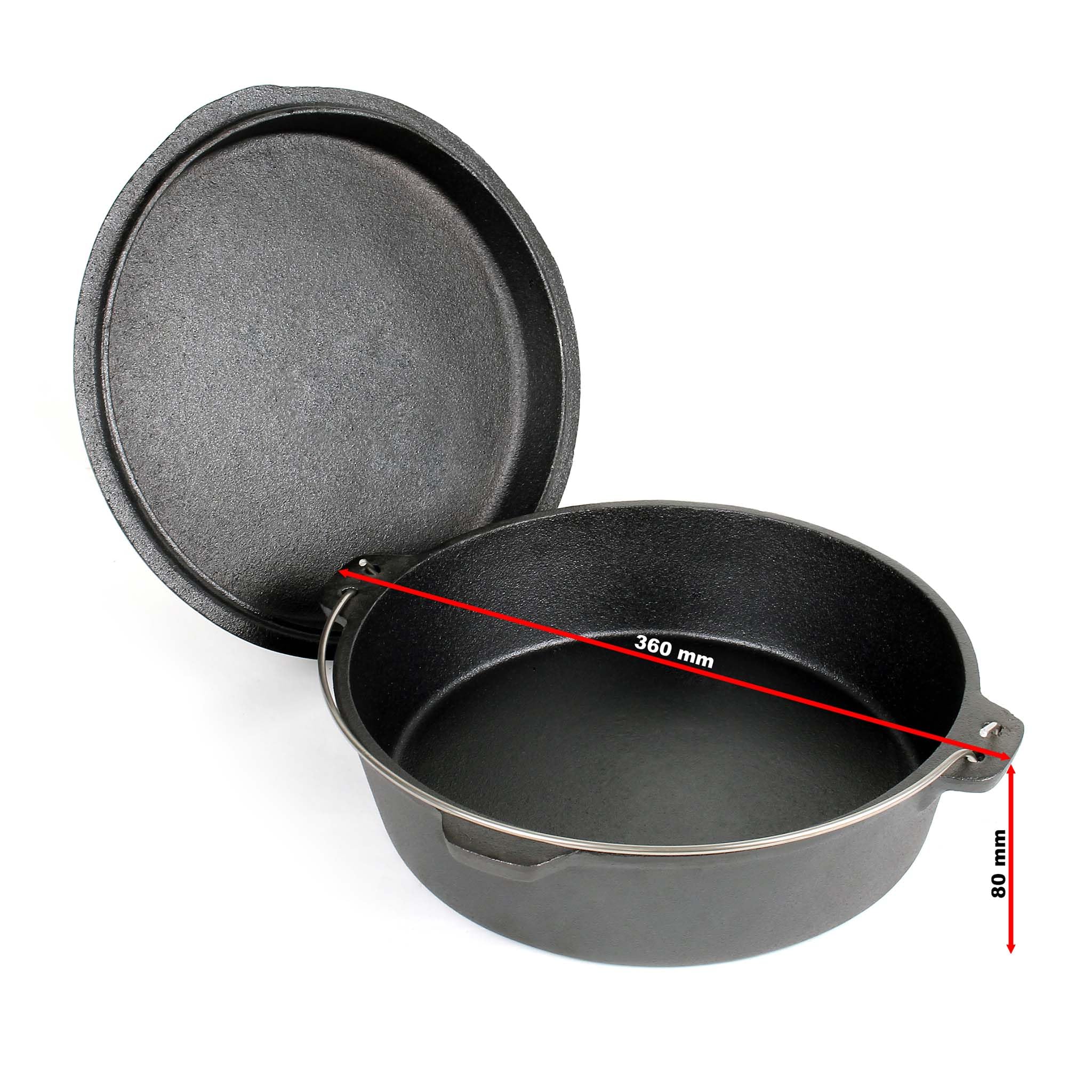 Grillfürst Dutch Oven Set ca. 6 liter - stabiel staande vuurpan door speciale T-poten, hittebestendige gietijzeren pot, deksel als pan bruikbaar, DO 6 incl. deksellifter 35 cm Grillfürst Dutch Oven Set ca. 6 liter - stabiel staande vuurpan door speciale T-poten, hittebestendige gietijzeren pot, deksel als pan bruikbaar, DO 6 incl. deksellifter 35 cm