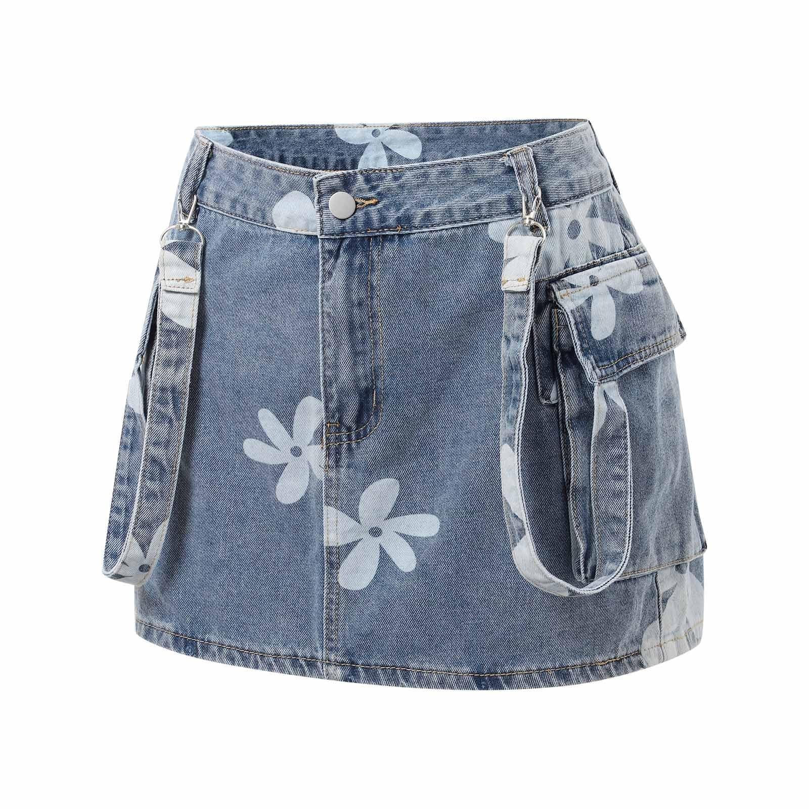 2026 Minigonna Donna Primavera Doppia Tasca Hot Girl Hip Gonna Denim a Vita Alta