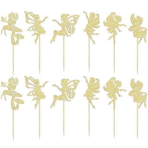 Miniatura 3 de Gyufise 24 piezas de decoración para cupcakes de hadas, bailarina de ballet, flores, ángel, hada, cupcakes, decoración para bodas, despedidas de
