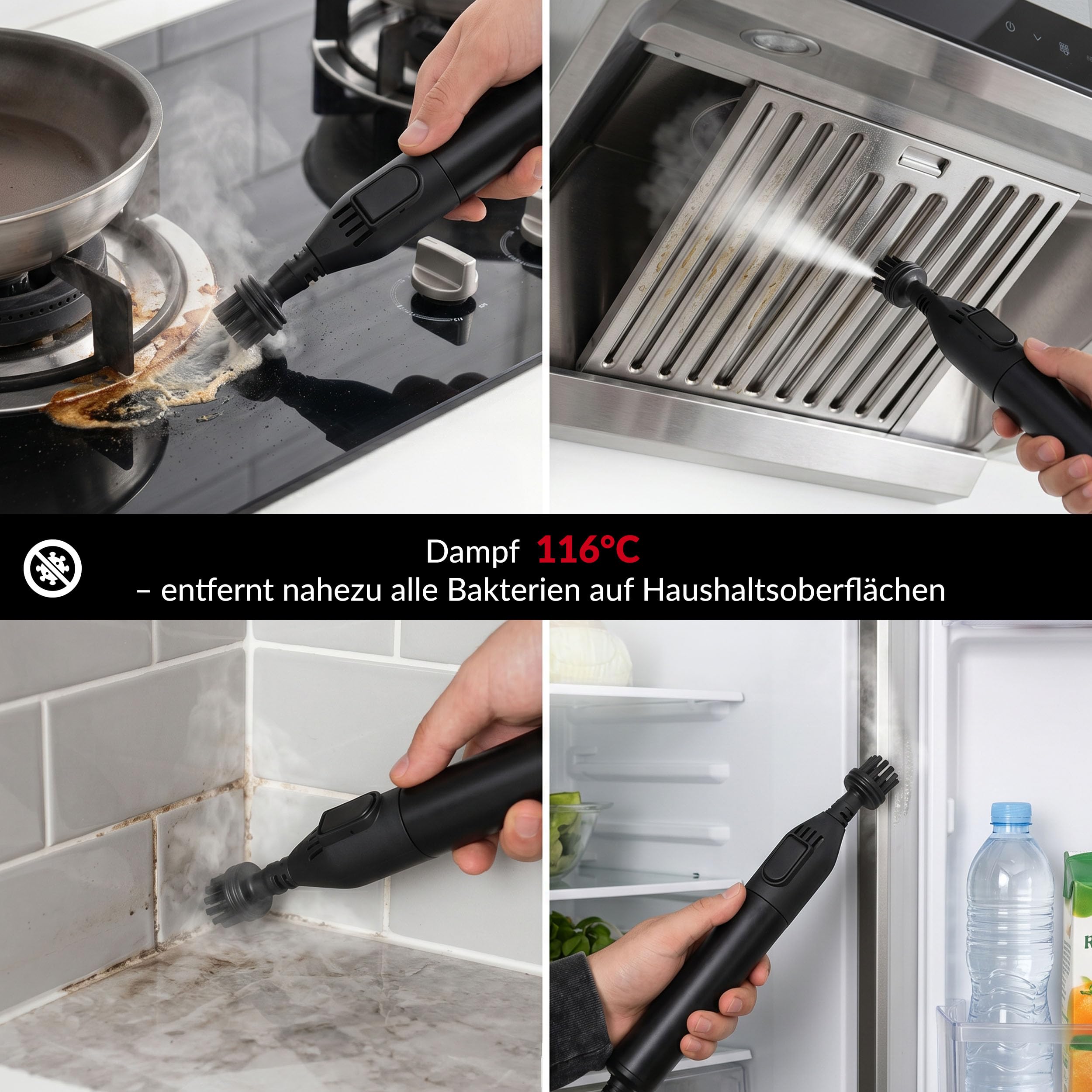 LEHMANN SteamWash 1800 Waschsauger & Dampfreiniger 4in1, Polsterreiniger und Teppichreiniger mit Warmwasser 60°C & Dampf 116°C, 16 kPa Saugkraft, Fleckenreiniger für Sofa, Auto & Haushalt
