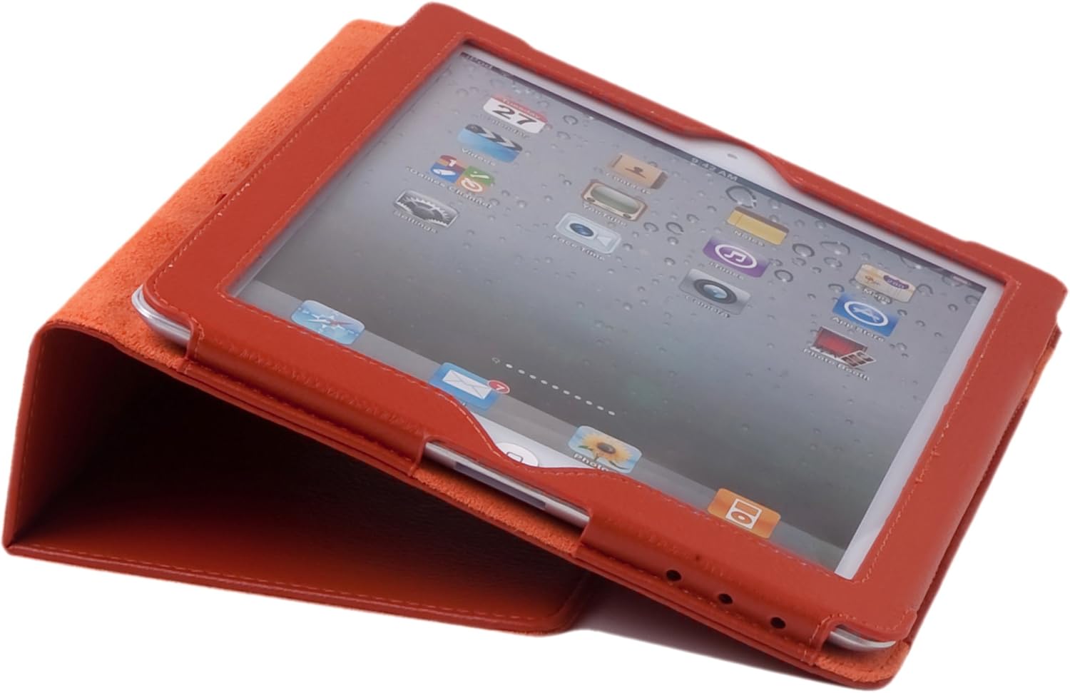 iPad 2, 3, 4 Accessory Bundle Including 1 Faux Leather Stand Case for Apple iPad 2, 3 and 4/2 Stylus Pens / 1 Screen Protector / 1 ECO-FUSED Microfiber Cleaning Cloth (Orange)