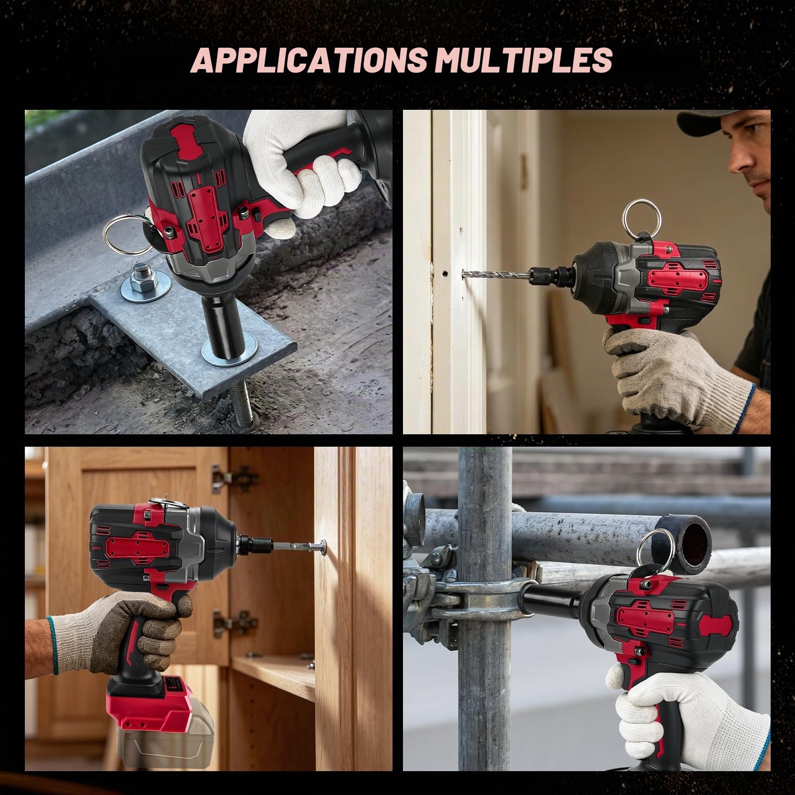 Clé à Chocs Sans Fil pour Milwaukee 18 V, 1200 N·m Visseuse a Choc Brushless 1/2", Boulonneuse a Choc Electrique avec 5 modes de vitesse, 5 douilles pour voiture maison DIY