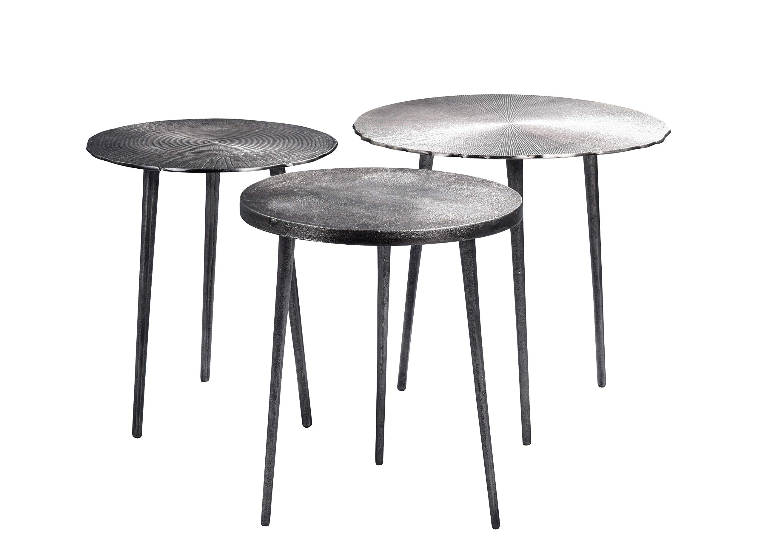 HomeTrends4You Casandra - Set di 1 tavolino da salotto, in metallo, grigio, diametro 40 cm, altezza 46 cm