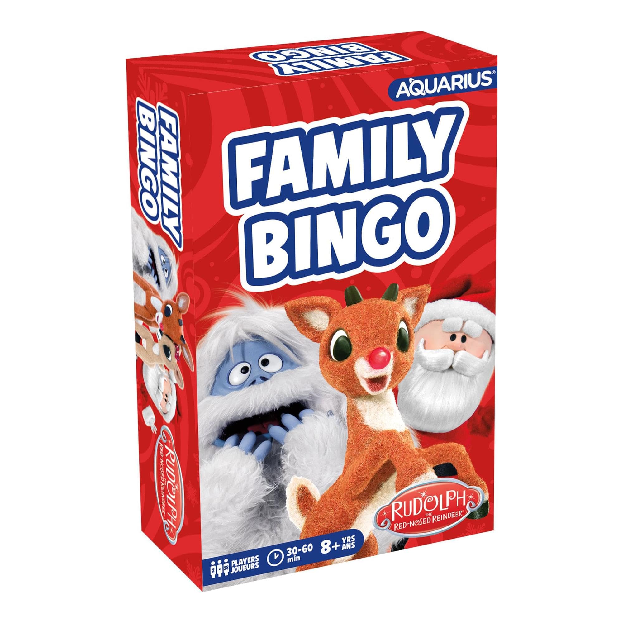 AQUARIUS Rudolph The Red-Nosed Renna Family Bingo - Divertente gioco per feste in famiglia per bambini, ragazzi e adulti, regalo divertente per la notte di gioco, prodotto con licenza ufficiale