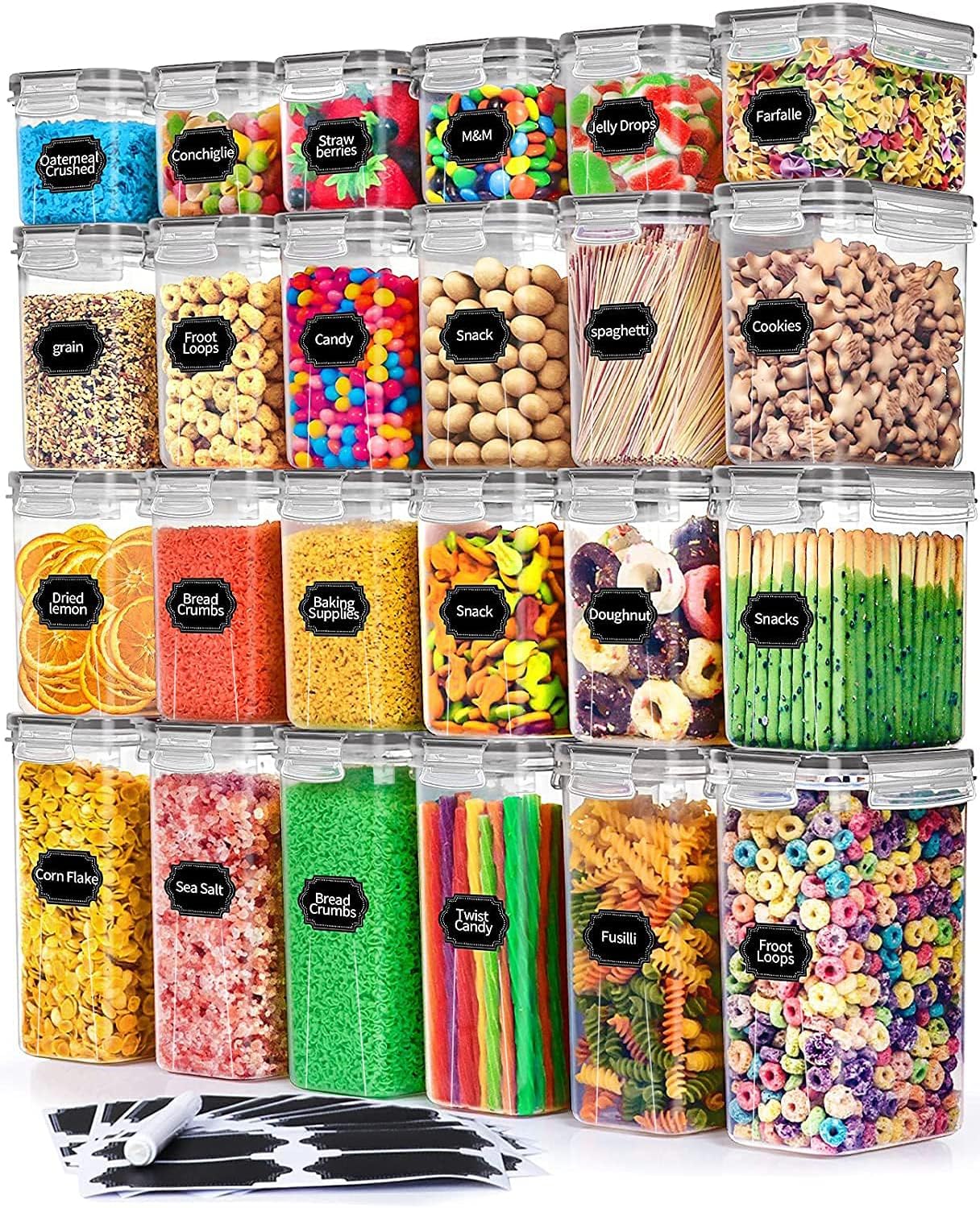 Pantry Value Lot De 24 Boîtes De Conservation En Plastique Avec Couvercles Hermétiques 946 Ml