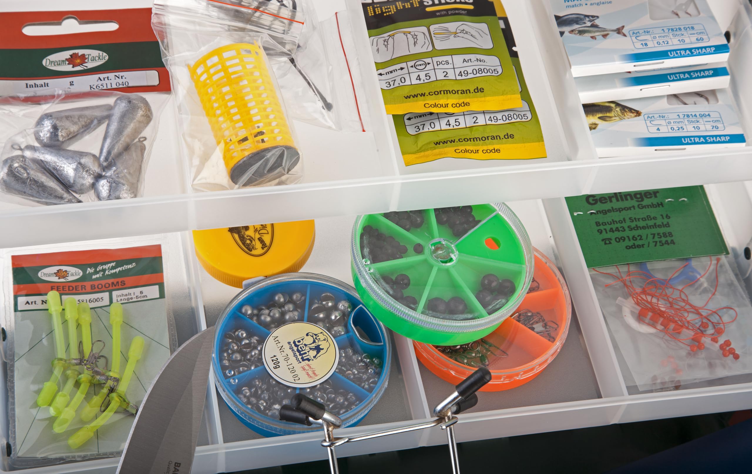 Gerlinger Starterset Angeln, Gerätekoffer mit Angelzubehör gefüllt, Grundausstattung für Angler, Angelhaken Bleie Posen u.v.m.