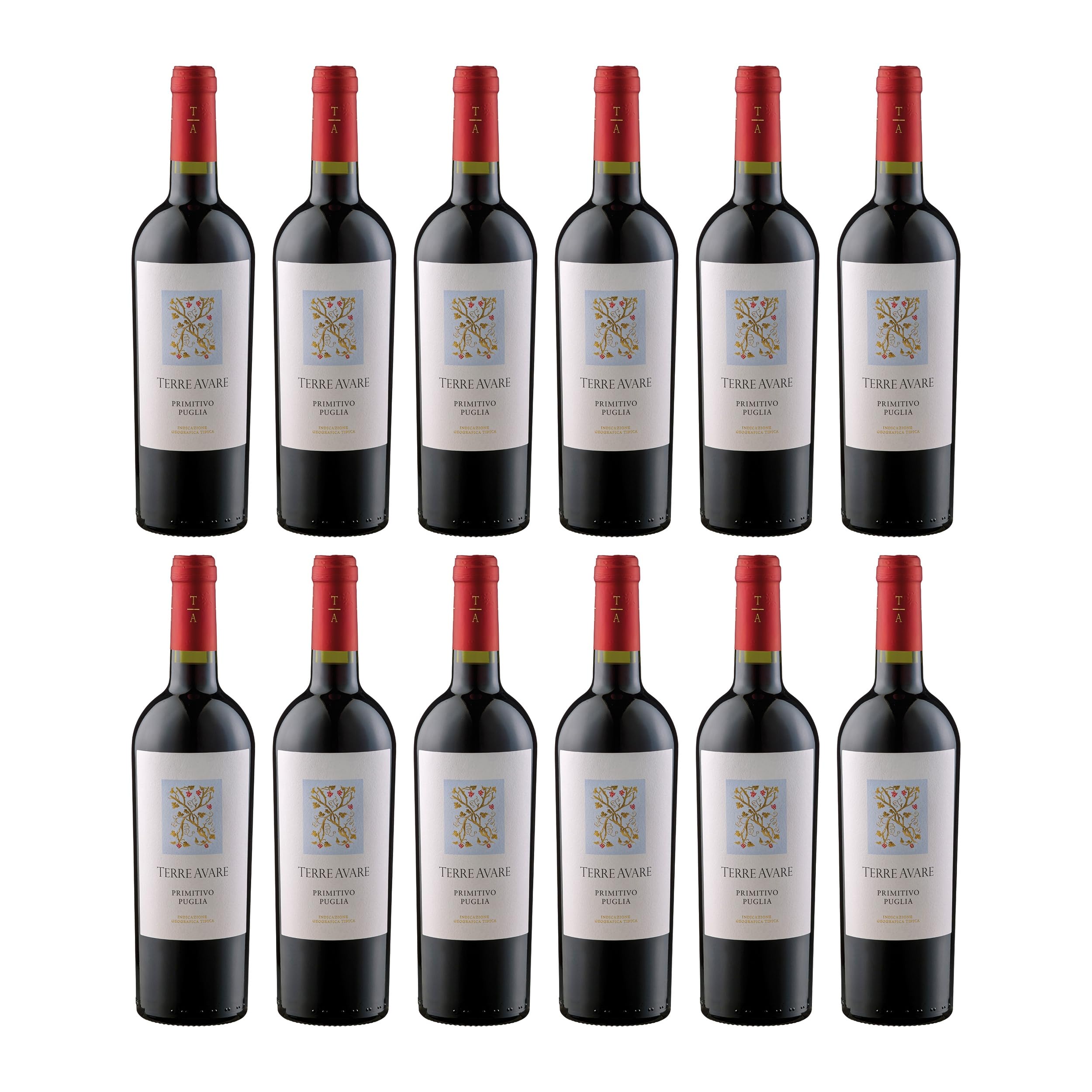 Terre Avare Primitivo IGT Rotwein Rot trocken Italien inkl. FeinWert E-Book (12 x 0.75 l)
