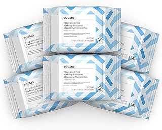 Solimo Make Up Remover Wipes, Fragrance Free, 25ct (Pack of 6)
